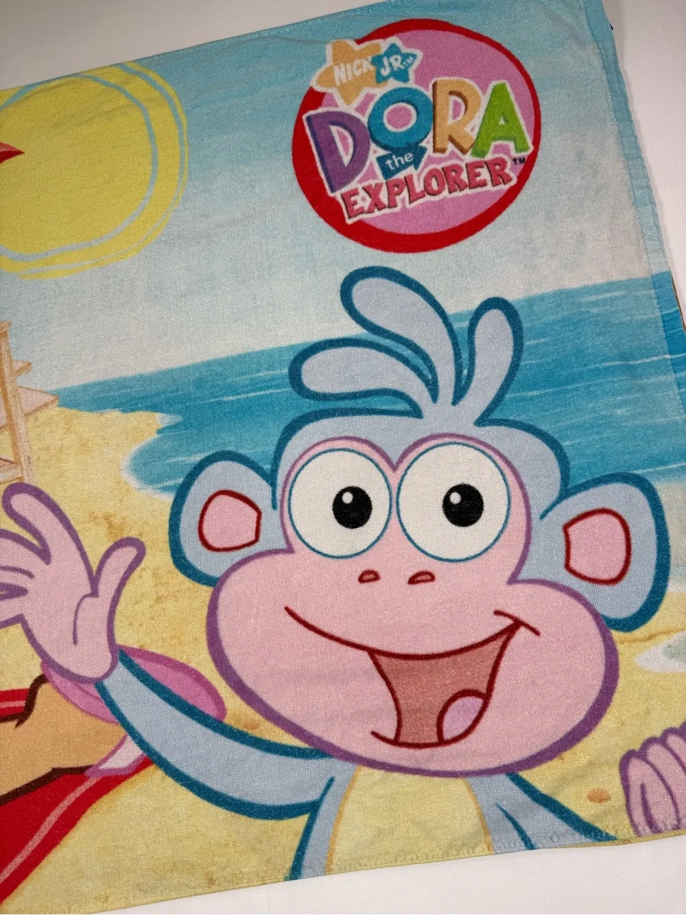 VINTAGE NICKELODEON Dora The Explorer Boots Beach Towel 2007 Nick Jr Pool Bath